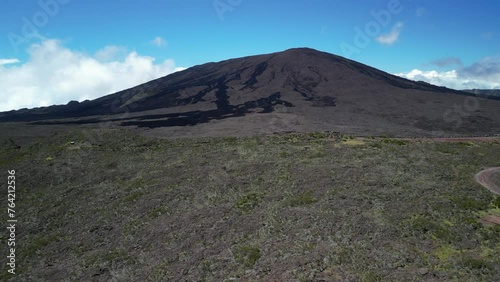 Piton de la Fournaise volcano at Reunion Island during a sunny day