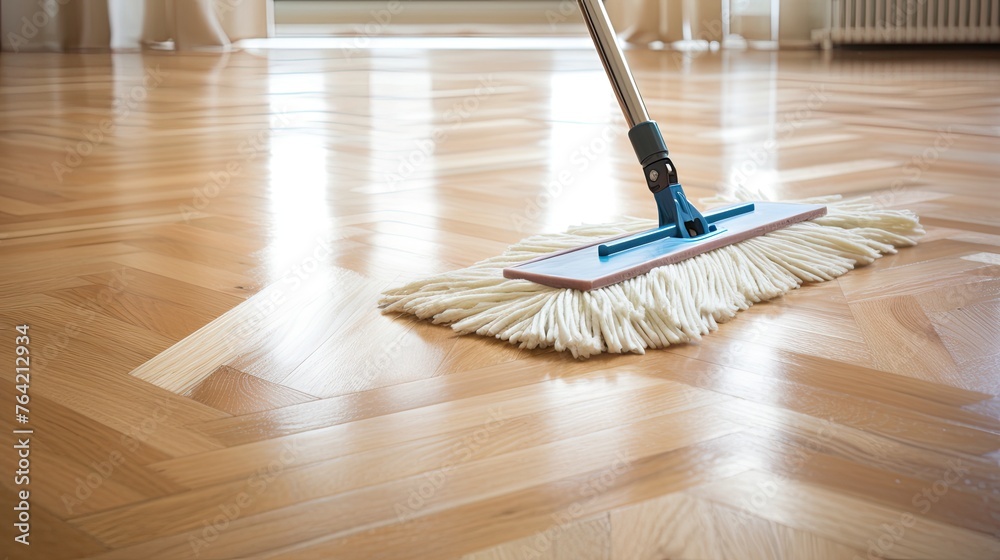 Mop cleaning parquet - obrazy, fototapety, plakaty 