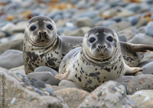 Seals on the beach.