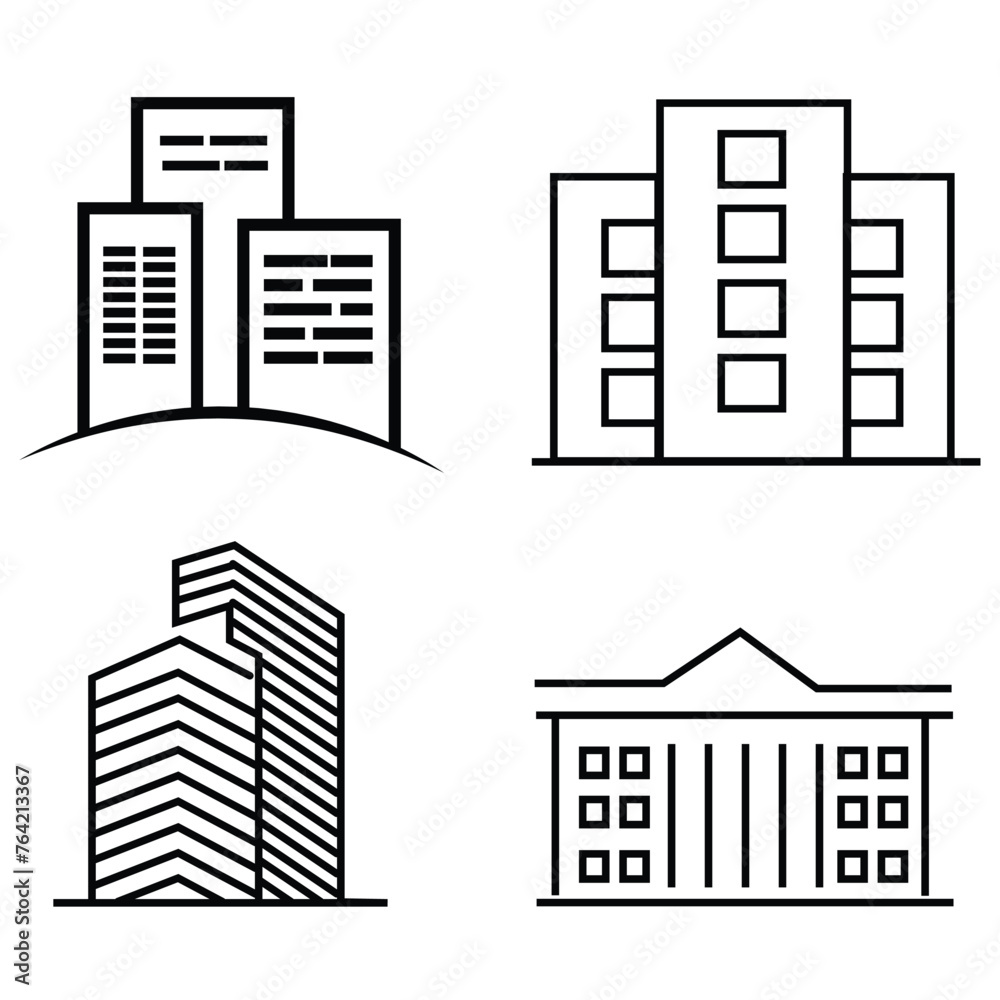 Set of thin line icons of homes and real estate. Buildings and Furniture Line Vector Icons Outline symbol collection. Editable vector stroke. 19
