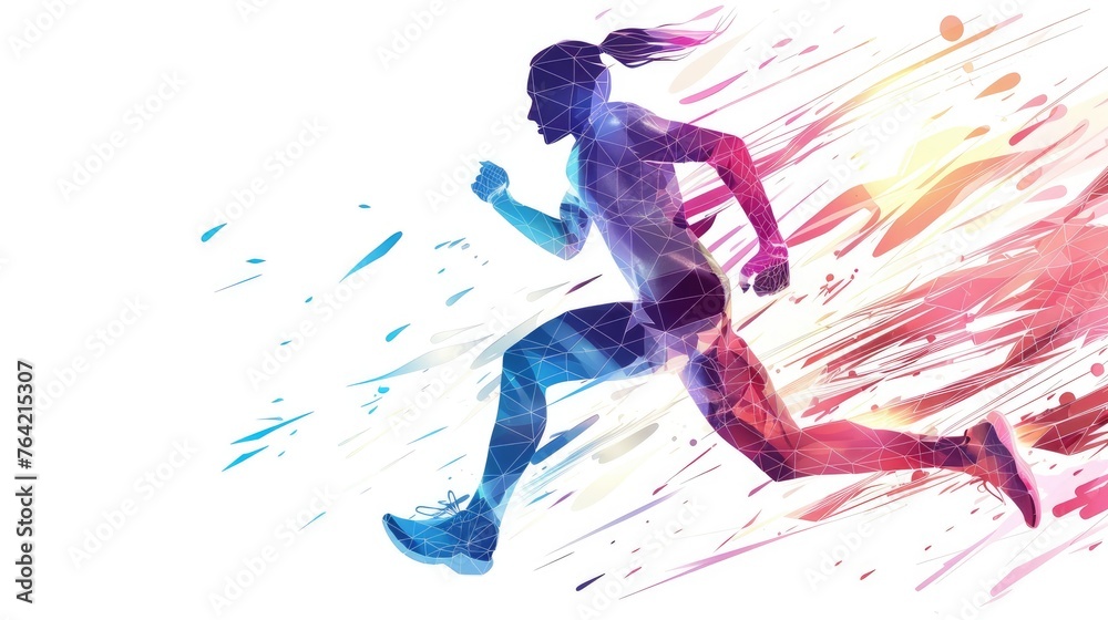 Geometric running woman in vector on white background Geometric running woman in vector on white background
