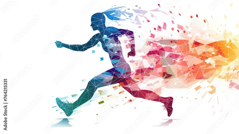 Geometric running woman in vector on white background Geometric running woman in vector on white background