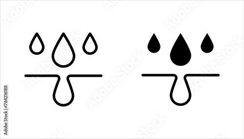 Moisture line icon set, moisturizing cream skincare sign for cosmetics packaging. vector illustration on white background