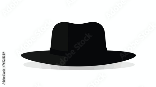 Black hat silhouette of a sombrero hat in flat styl