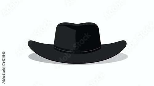 Black hat silhouette of a sombrero hat in flat styl