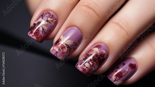 Fashionable and stylish nail design close-up. Concept design and beauty.