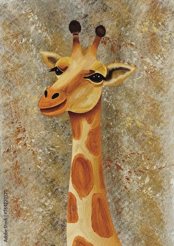 Photography Illustration, with giraffe and blots, watercolour