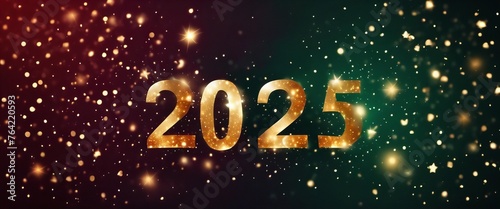 banner with number 2025 on it, surrounded by glitter and stars