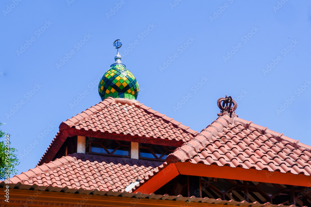 a portrait of the mosque in the middle of the village as a place of worship for Muslims a portrait of the mosque in the middle of the village as a place of worship for Muslims