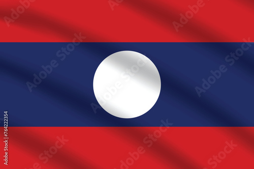Flat Illustration of Laos national flag. Laos flag design. Laos wave flag.
