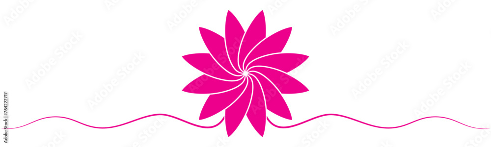 Pink lotus illustration for Vesak day celebration with vector line art style