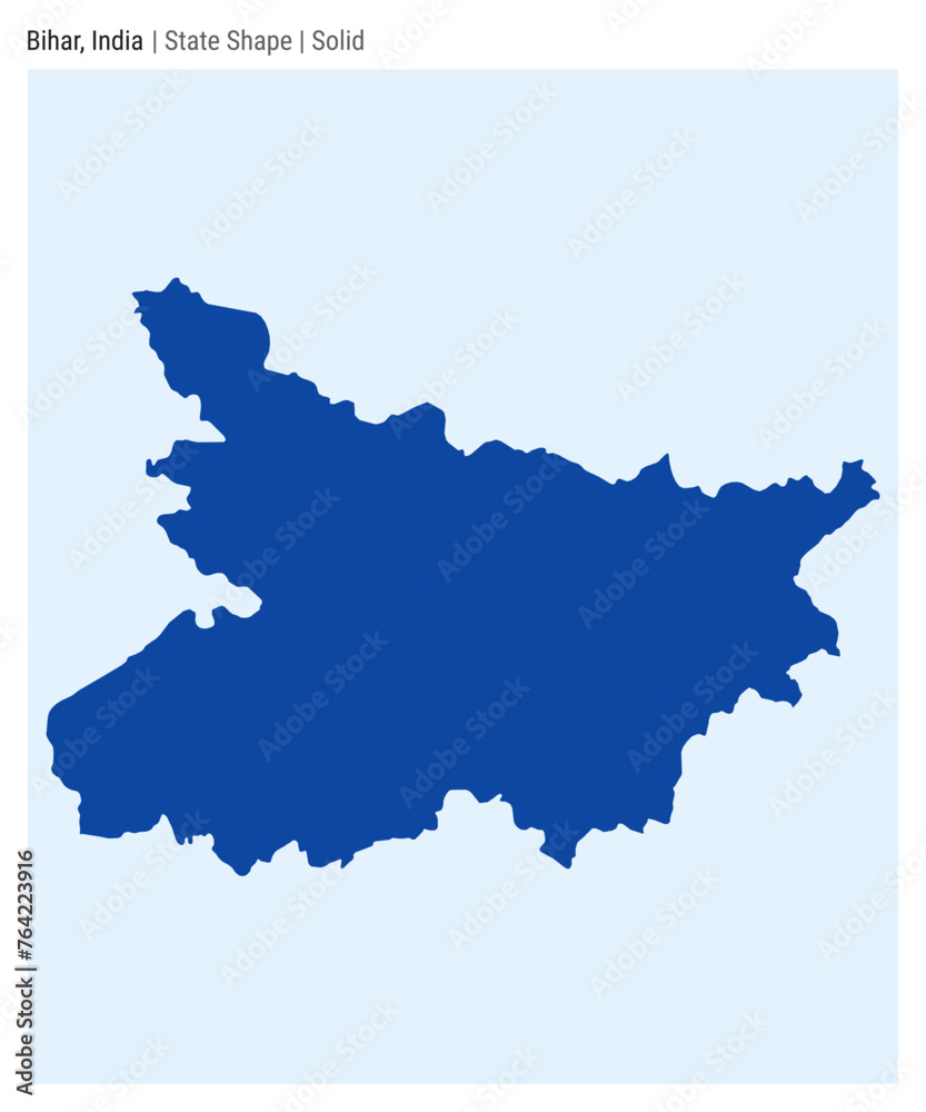 Fototapeta premium Bihar, India. Simple vector map. State shape in solid style. Border of Bihar. Vector illustration.