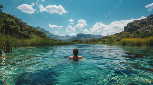 Person Swimming in Lake