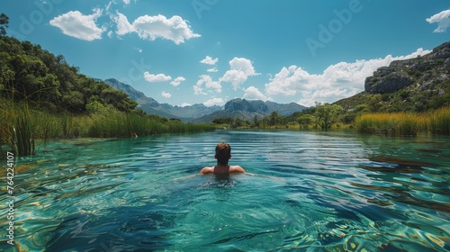 Person Swimming in Lake © olegganko
