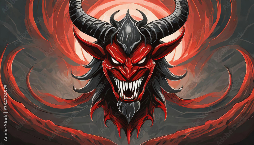 Icon of satan, devil with red and black, illustration. Icon of satan, devil with red and black, illustration.