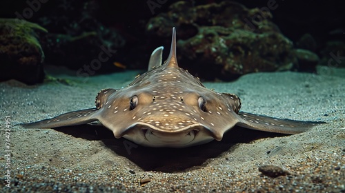 Elusive Angel Shark in Deep-Sea Habitat