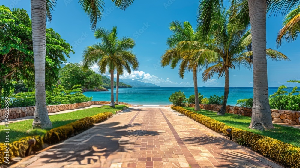 Fototapeta premium Palm Trees and Ocean Painting