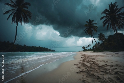 Palms on the White Beach Before the Storm