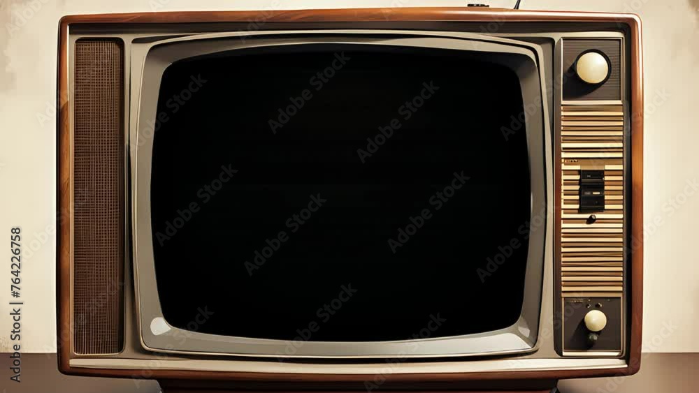 Old retro vintage television TV set with static noise on screen. Infinite loopable. Loop play video never ending. No stop sequence.