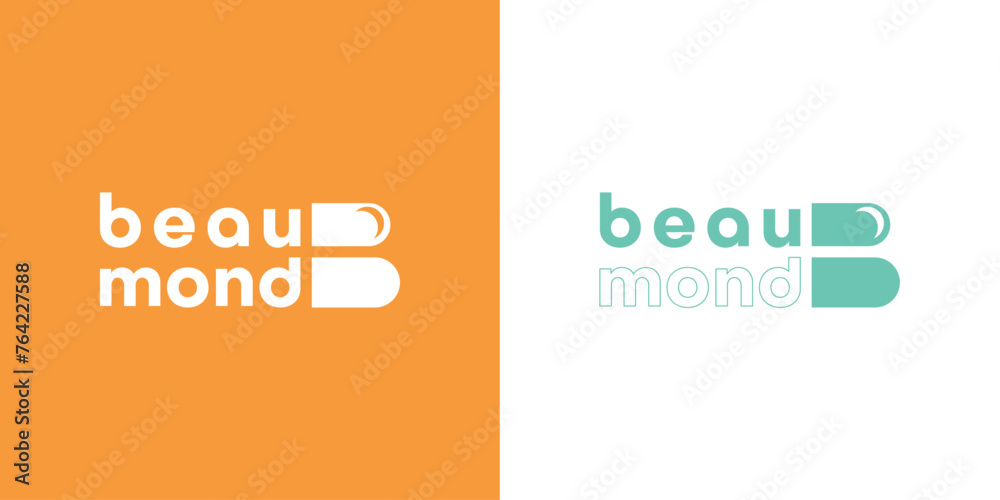 Vector Logo Design. Easy To Edit Negative Space B And Moon Symbol ...