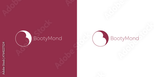 BootyMond vector logo design with B shape carved in a circle to reveal the moon symbol. 