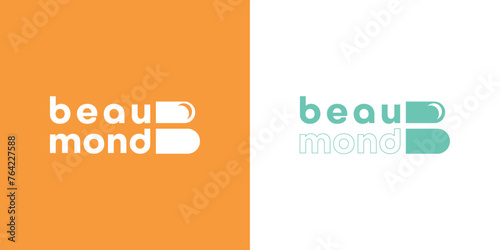 Vector logo design. Easy to edit negative space B and moon symbol. 