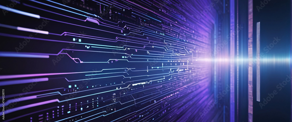 Fototapeta premium abstract background of coding software for artificial intelligence, blue and violet tone