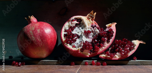 Image of Still Life with Pomegranates. Painting stylised photograph.
