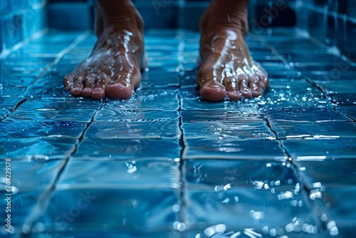 Close Up of Persons Feet in Shower