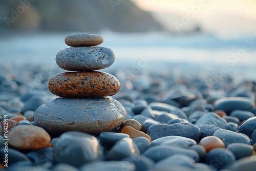 Pile of Rocks on Beach