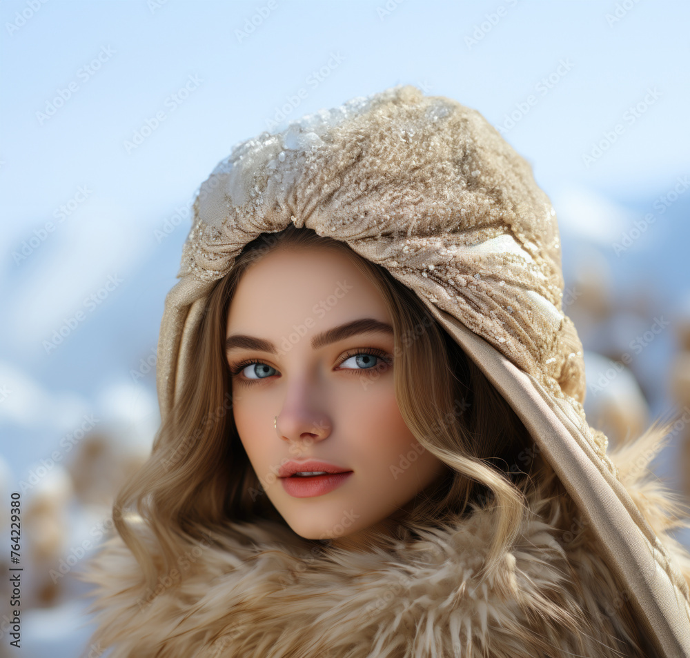 Closeup shot of Beautiful lady looking camera Generative AI Closeup shot of Beautiful lady looking camera Generative AI