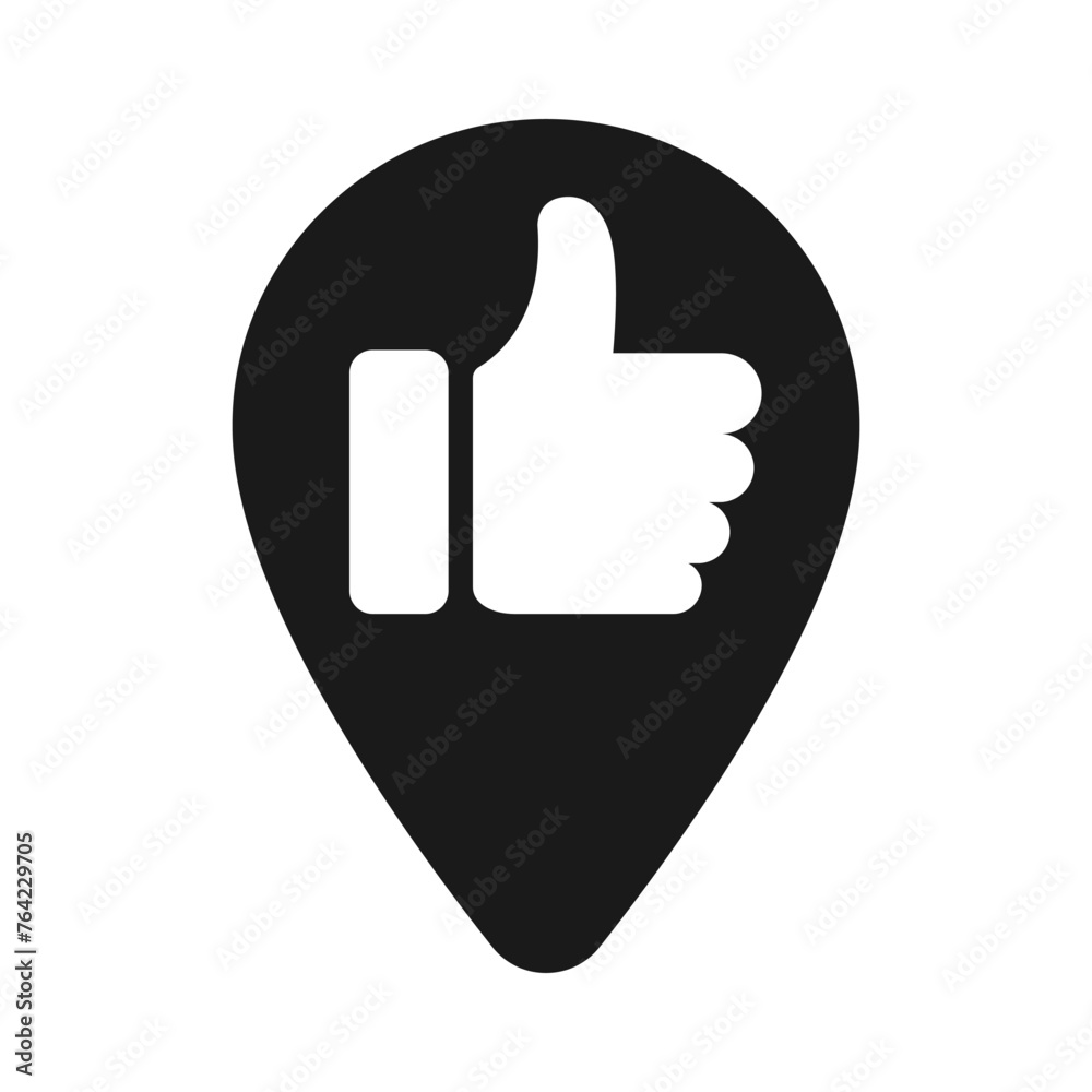 Like icon label on map, illustration Like icon label on map, illustration