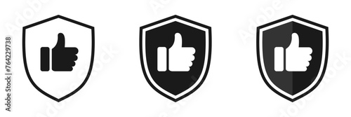 Set of shield icons with like, illustration
