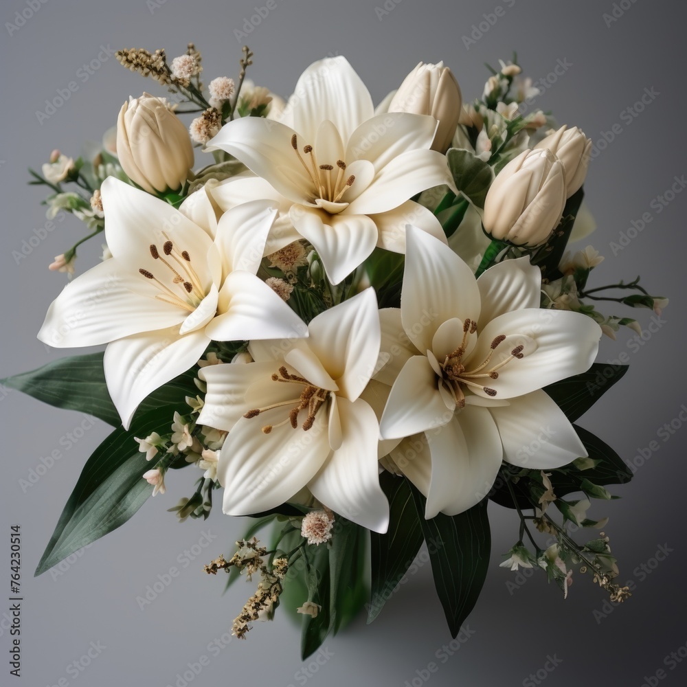 Obraz premium Bouquet of flowers surprise pack concept isolated Generative AI