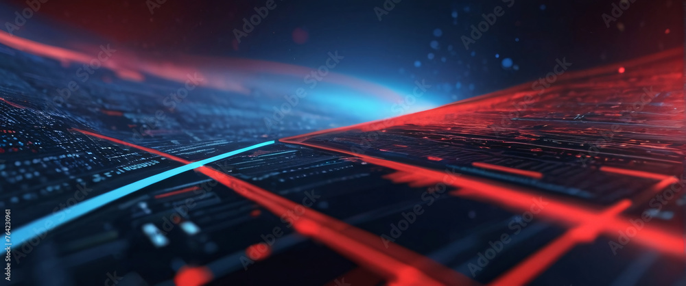 abstract background of coding software for geoscience, red and blue tone - obrazy, fototapety, plakaty 