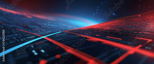 abstract background of coding software for geoscience, red and blue tone photo