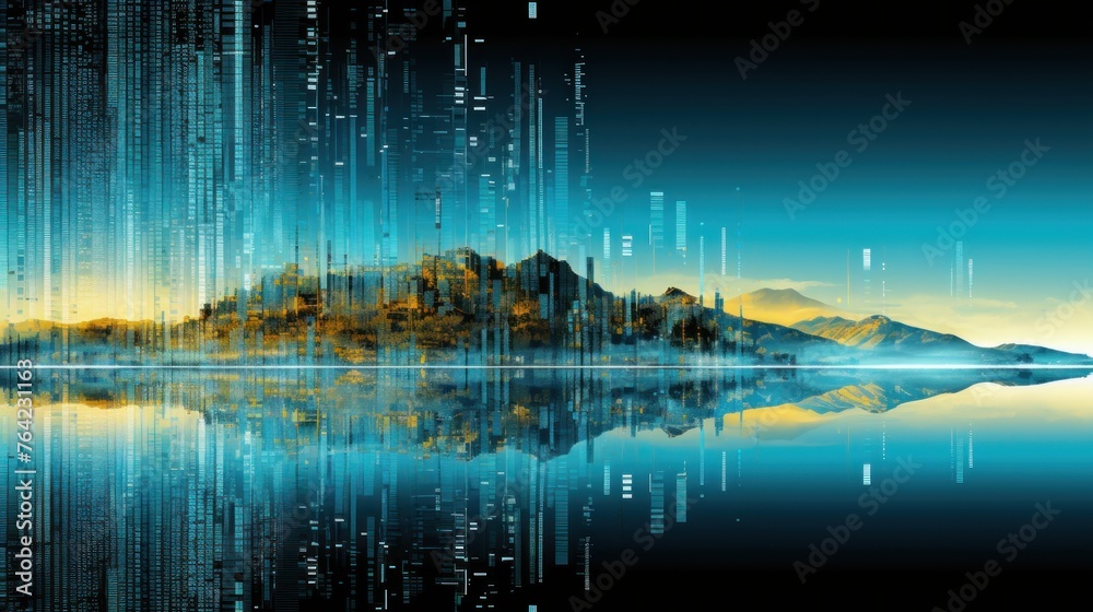 Fototapeta premium Data Mirage Abstract Technological Landscapes