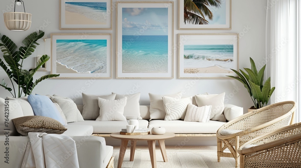 Obraz premium Coastal Living Room with Beach Décor