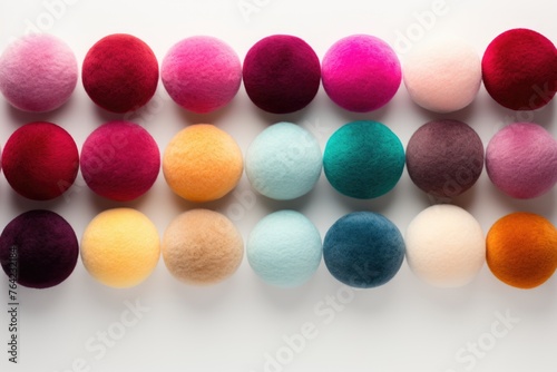 Different colors balls on white background Generative AI © Saim Art