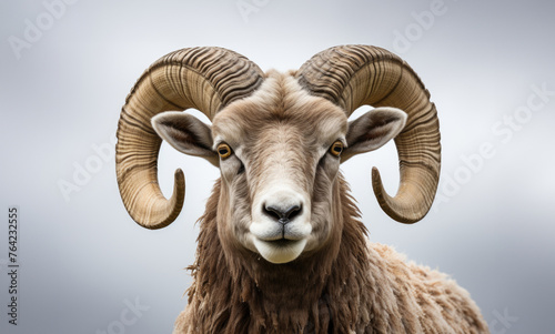 Bighorn goat or sheep ram white background Generative AI © Saim Art