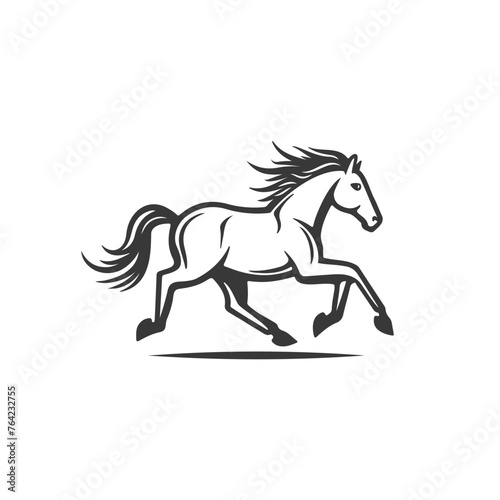 Running horse logo design, vector illustration