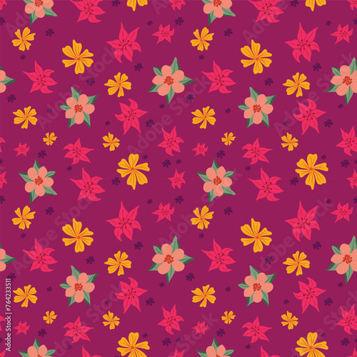 Spring floral seamless pattern design illustration