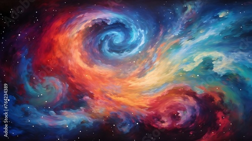 Cosmic Symphony: A Vibrant and Swirling Space Galaxy Cloud 
