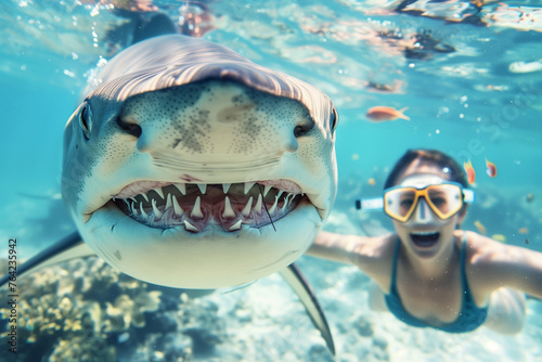 Diver Selfie with a Smiling Shark