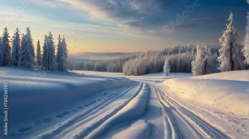 Winter mountains snowy landscape. © Kongkon