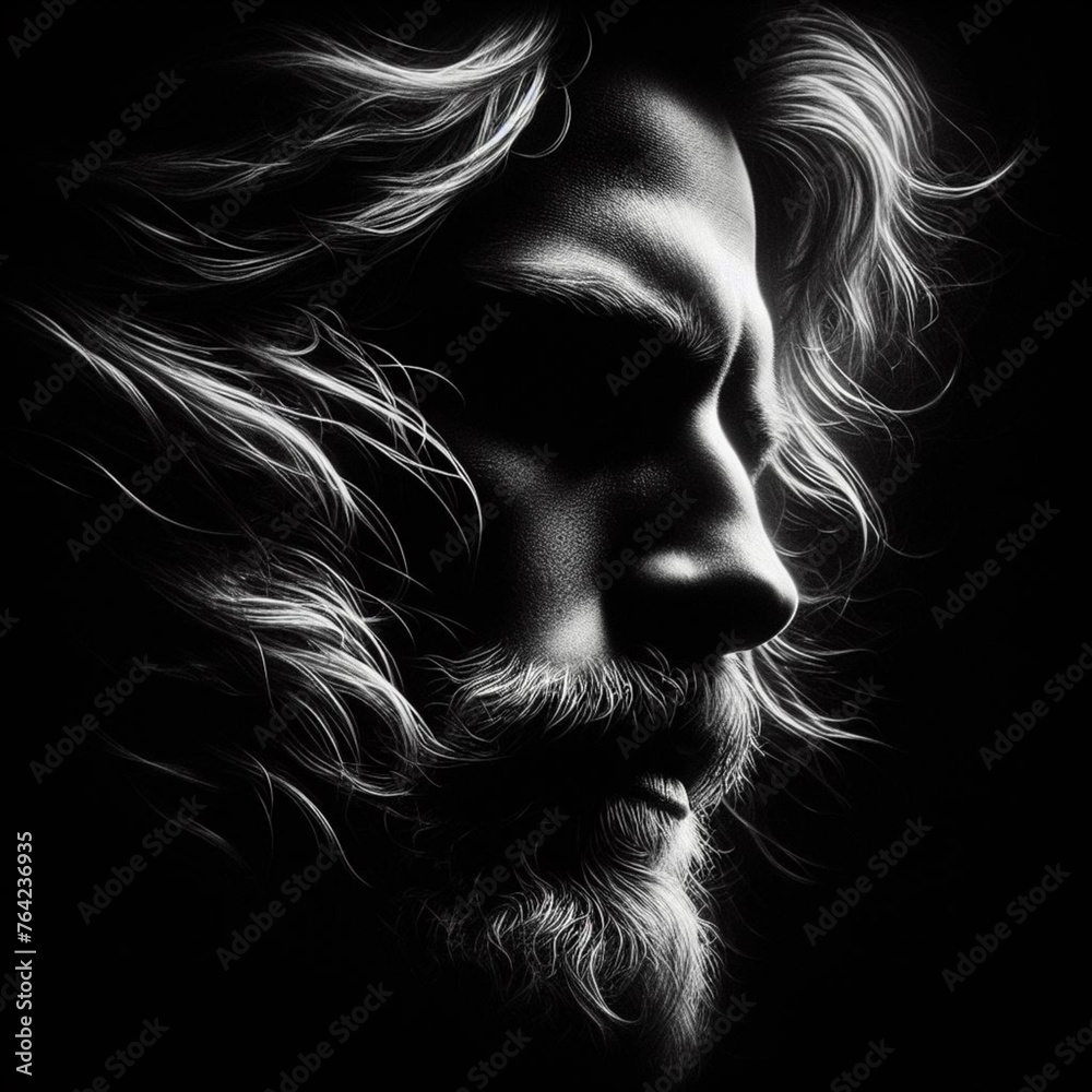 Silhueta de um lindo Homem em fundo cinza. Iluminação dramática em fundo preto. Silhueta de um lindo Homem em fundo cinza. Iluminação dramática em fundo preto.