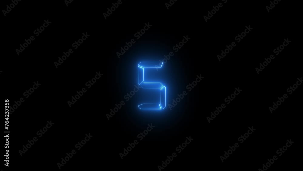 Coundown numbers neon glow 10 second animation