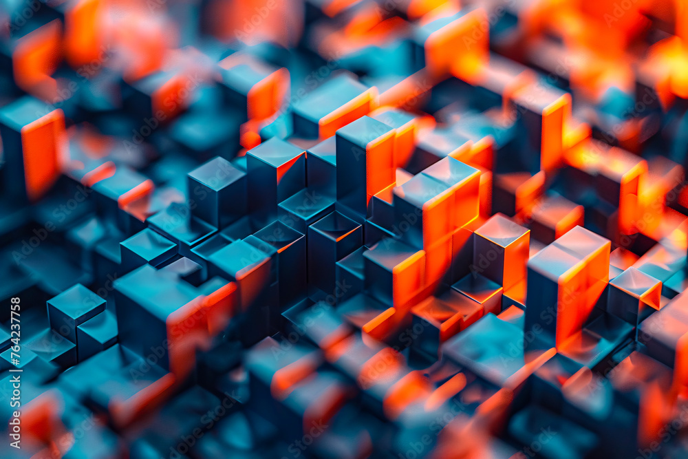 Geometric cube design in an abstract pattern, symbolizing futuristic technology and architecture Geometric cube design in an abstract pattern, symbolizing futuristic technology and architecture