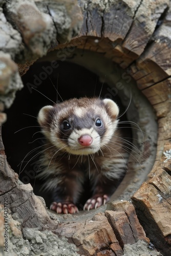 A mischievous ferret exploring a new tunnel