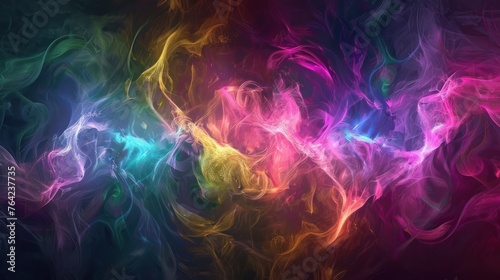 Illustration abstract colorful mystic smoke fractal texture background. AI generated image